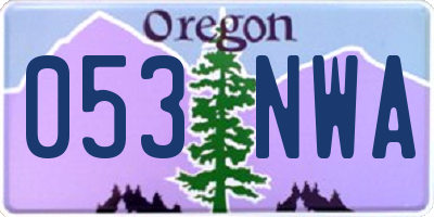 OR license plate 053NWA
