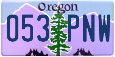 OR license plate 053PNW