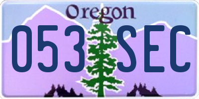OR license plate 053SEC