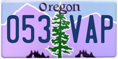 OR license plate 053VAP
