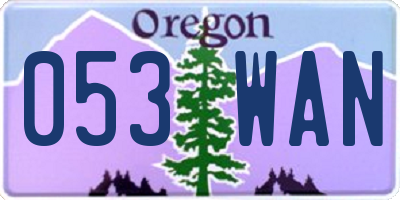 OR license plate 053WAN