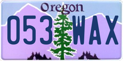 OR license plate 053WAX