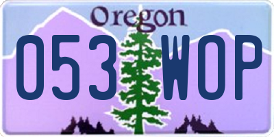 OR license plate 053WOP