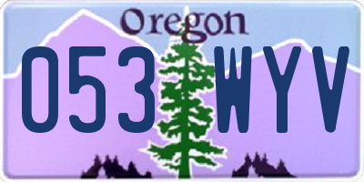 OR license plate 053WYV