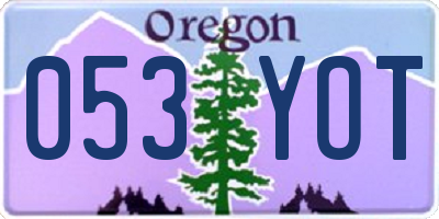 OR license plate 053YOT