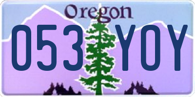 OR license plate 053YOY