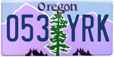 OR license plate 053YRK