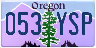 OR license plate 053YSP