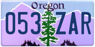 OR license plate 053ZAR