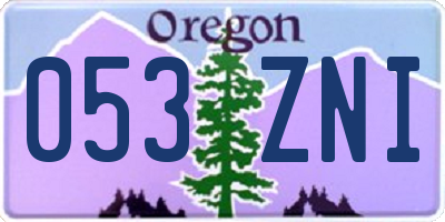 OR license plate 053ZNI