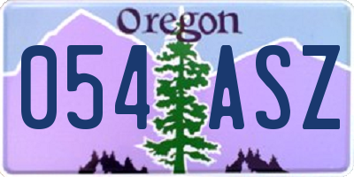 OR license plate 054ASZ