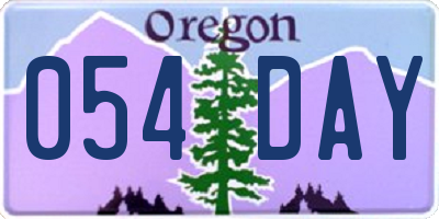 OR license plate 054DAY