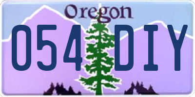 OR license plate 054DIY