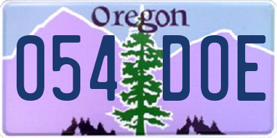 OR license plate 054DOE