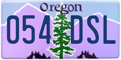 OR license plate 054DSL