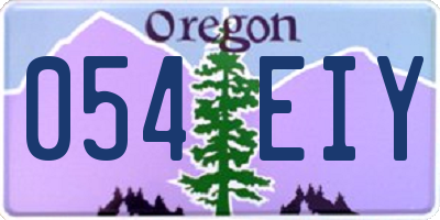 OR license plate 054EIY