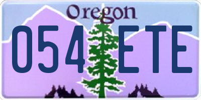 OR license plate 054ETE
