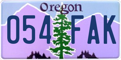 OR license plate 054FAK