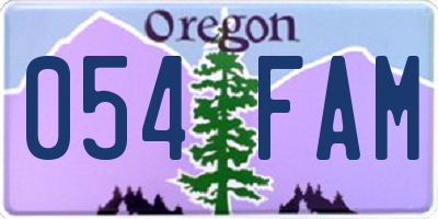 OR license plate 054FAM