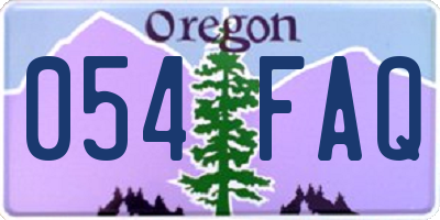 OR license plate 054FAQ