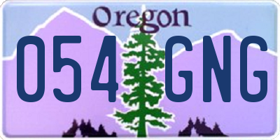 OR license plate 054GNG