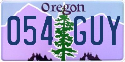 OR license plate 054GUY