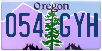 OR license plate 054GYH