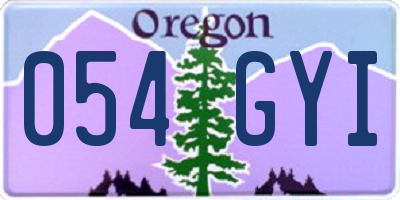 OR license plate 054GYI