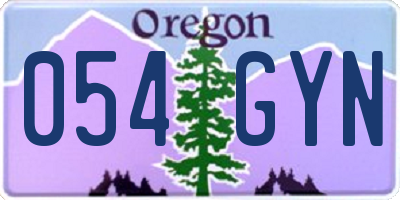 OR license plate 054GYN