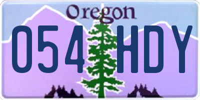OR license plate 054HDY