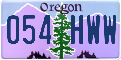 OR license plate 054HWW