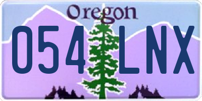 OR license plate 054LNX