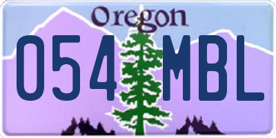 OR license plate 054MBL