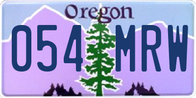OR license plate 054MRW