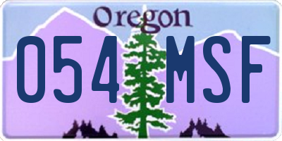 OR license plate 054MSF