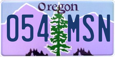 OR license plate 054MSN
