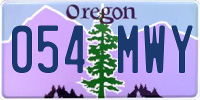 OR license plate 054MWY