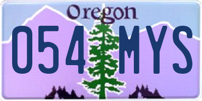 OR license plate 054MYS