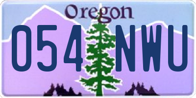 OR license plate 054NWU