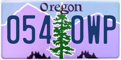 OR license plate 054OWP