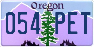 OR license plate 054PET