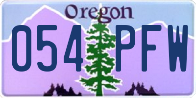 OR license plate 054PFW