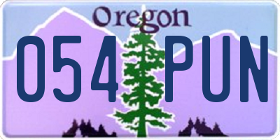 OR license plate 054PUN
