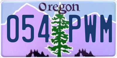OR license plate 054PWM