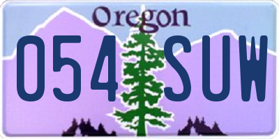 OR license plate 054SUW