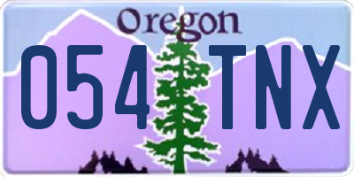 OR license plate 054TNX