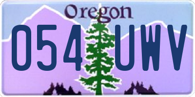 OR license plate 054UWV
