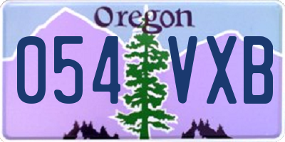 OR license plate 054VXB