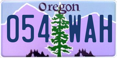 OR license plate 054WAH