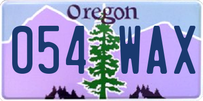 OR license plate 054WAX